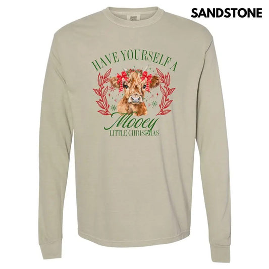 Mooey Little Christmas Long Sleeve Comfort Colors T-Shirt 'NLB'
