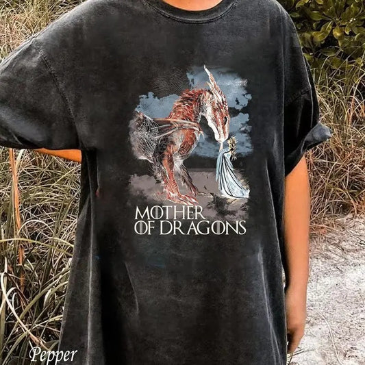 Mother Of Dragons T-Shirt, Medieval Dragon T-Shirt, Gift For Mama, Game of Thrones Inspired,Booktok Tee, T-Shirt Designs, Dragon Lovers Gift