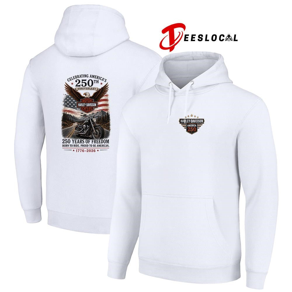 Motor Harley Davidson celebrating America’s 250th anniversary born to ride graphic shirt