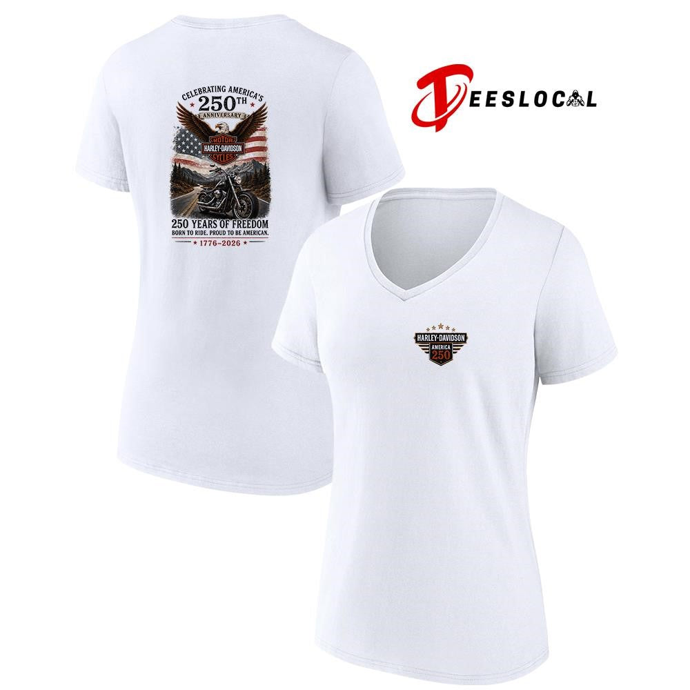 Motor Harley Davidson celebrating America’s 250th anniversary born to ride graphic shirt