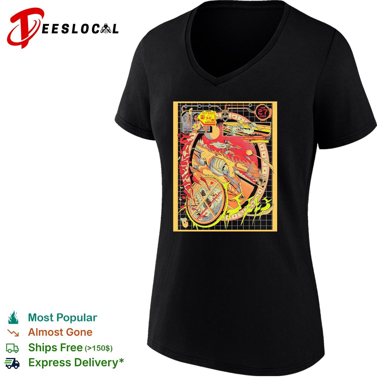 Motorcycle skeleton psychedelic poster shirt