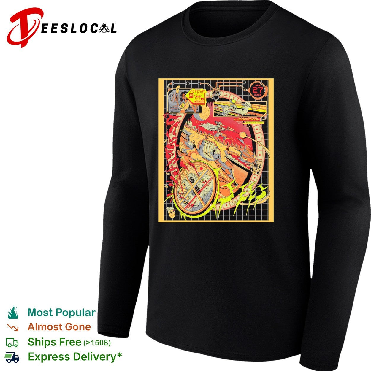 Motorcycle skeleton psychedelic poster shirt