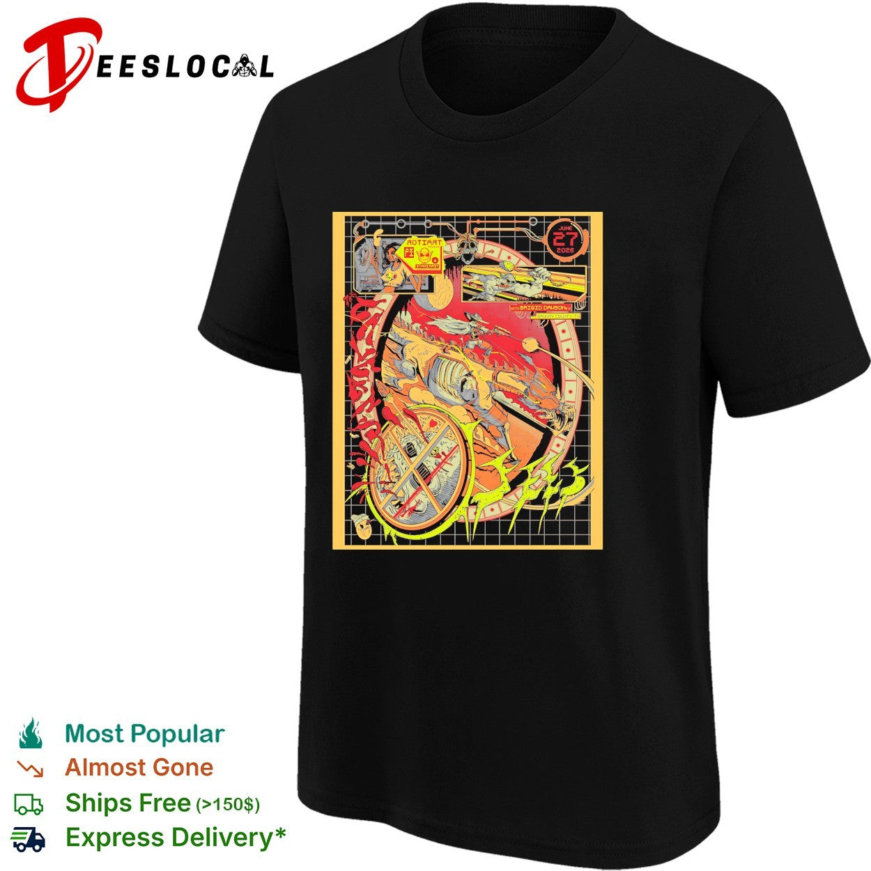 Motorcycle skeleton psychedelic poster shirt