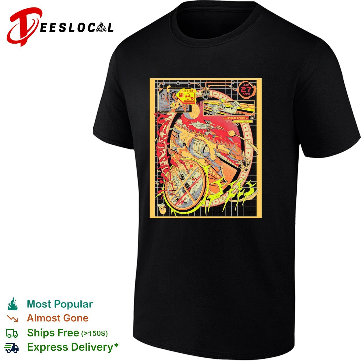 Motorcycle skeleton psychedelic poster shirt