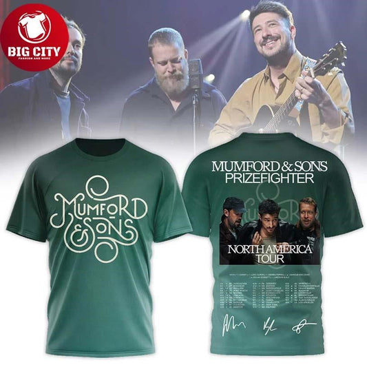 Mumford And Sons Prizefighter North America Tour 2026 Green Two Sided Shirt