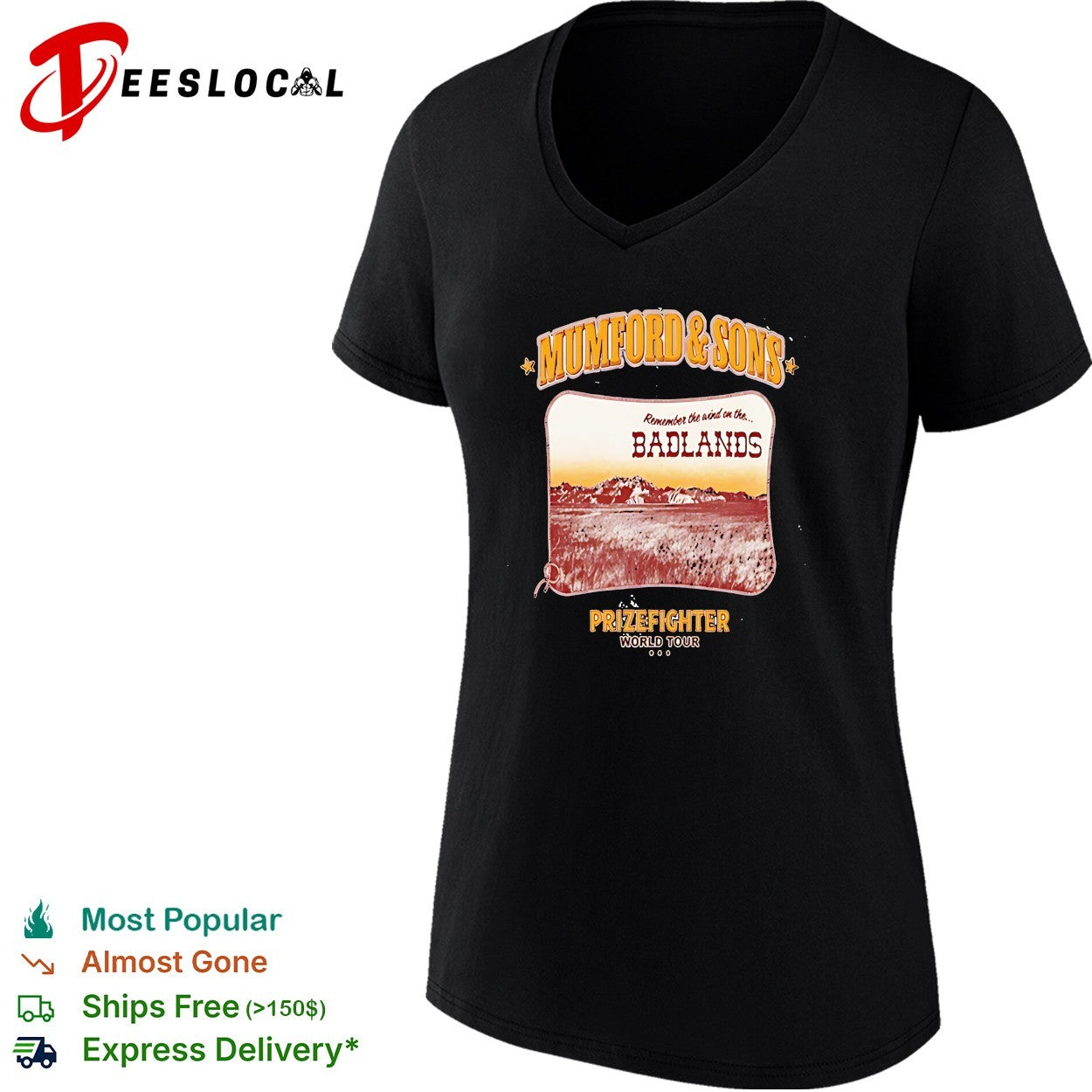 Mumford and Sons Remember the wind on the Badlands Prizefighter World Tour shirt