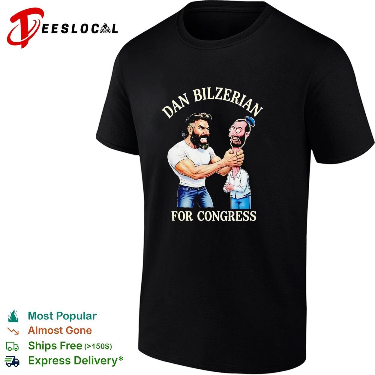 Muscular influencer for Congress parody puppet caricature political humor shirt