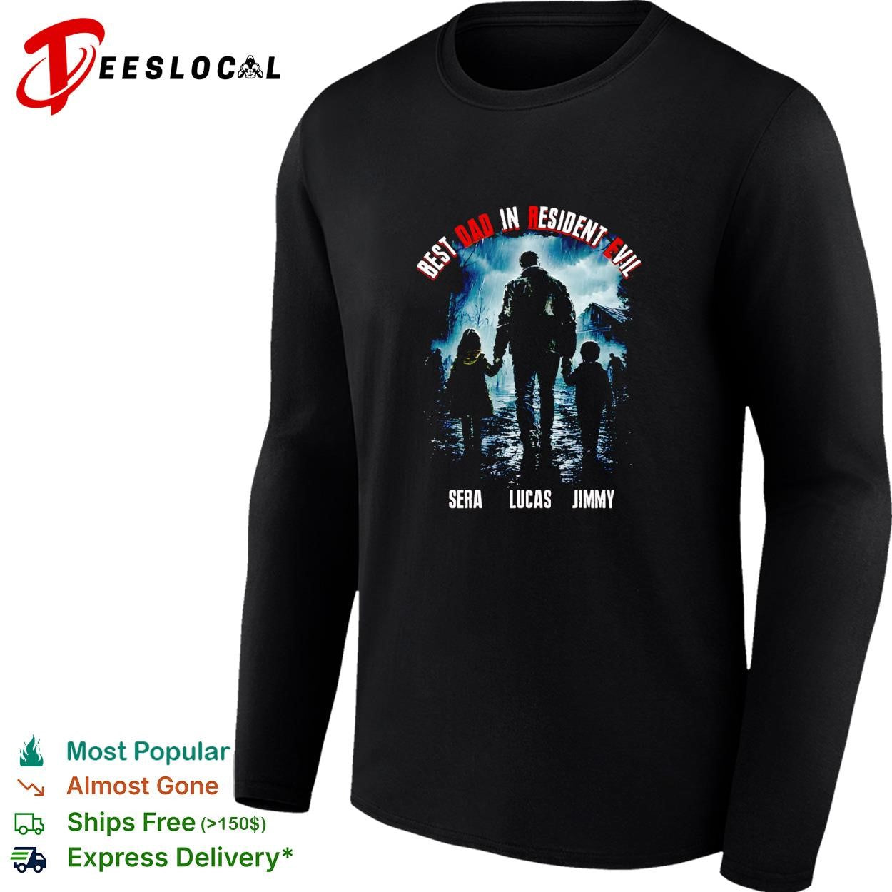 dad in Resident Evil family silhouette walking in the rain poster shirt