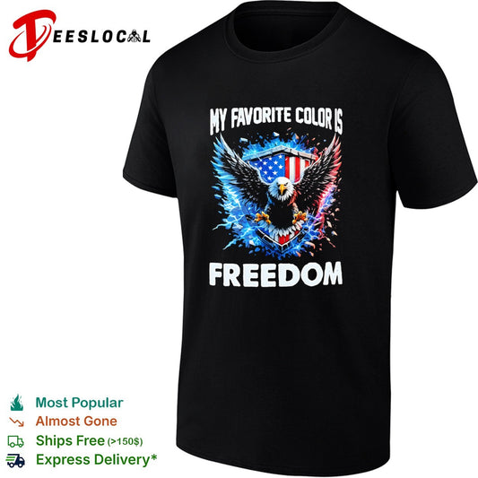 My favorite color is freedom bald eagle American flag lightning graphic shirt