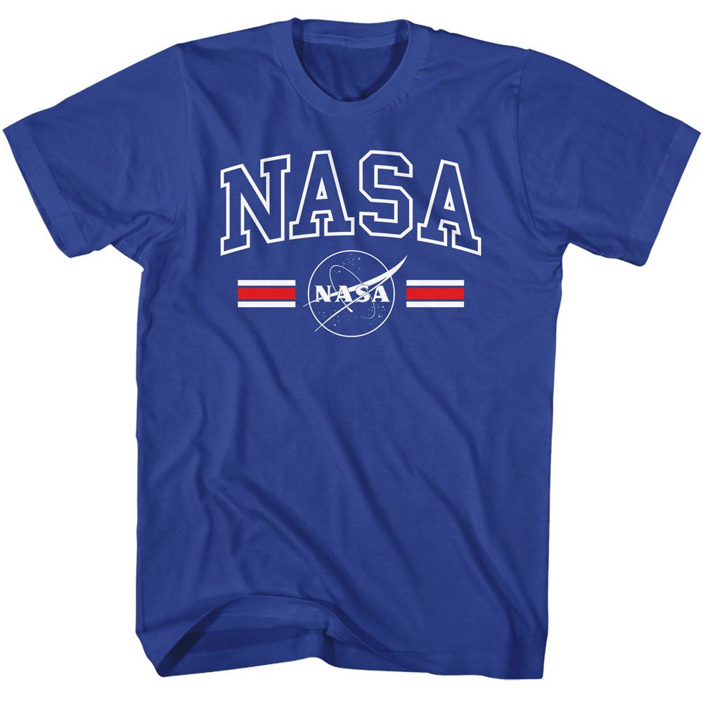 NASA - Stripes - American Classics - Solid Blue Adult Short Sleeve T-Shirt - clothing by TeeHivey.com (Image 1)
