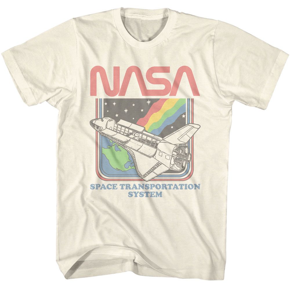 NASA - Rainbow Space Transportation System - American Classics - Solid Off-White Adult Short Sleeve T-Shirt (Image 1)
