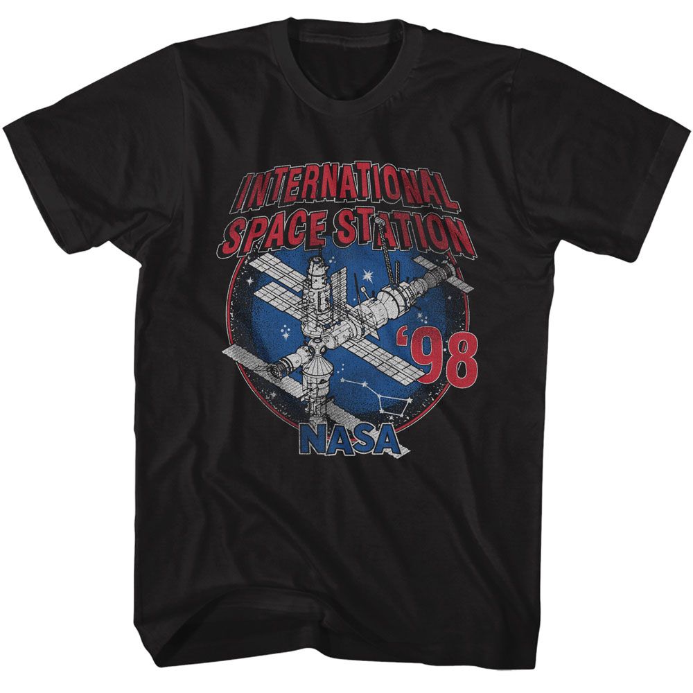 NASA - ISS 98 - Black Front Print Short Sleeve Solid Adult T-Shirt - clothing by TeeHivey.com (Image 1)