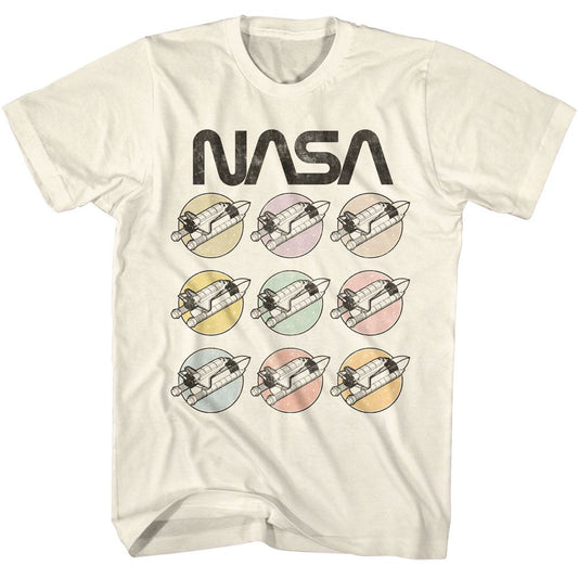 NASA - Pastel Rockets - American Classics - Solid Off-White Adult Short Sleeve T-Shirt - clothing by TeeHivey.com (Image 1)