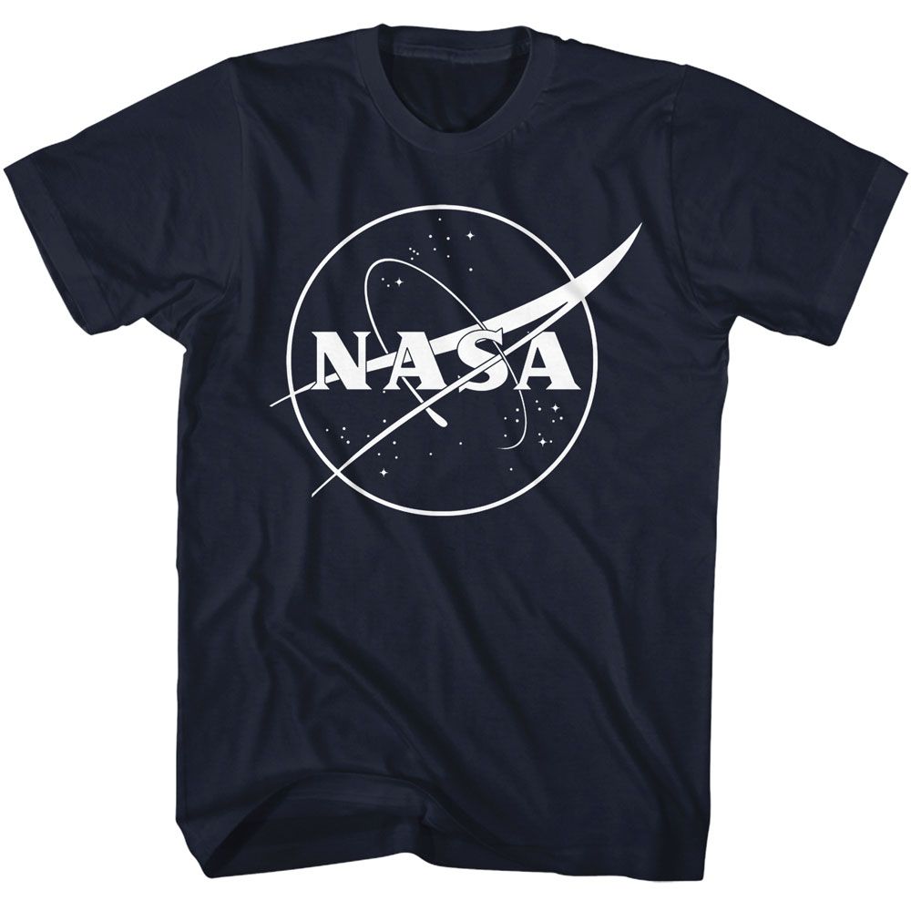 NASA - Meatball Logo One Color - American Classics - Solid Blue Adult Short Sleeve T-Shirt (Image 1)