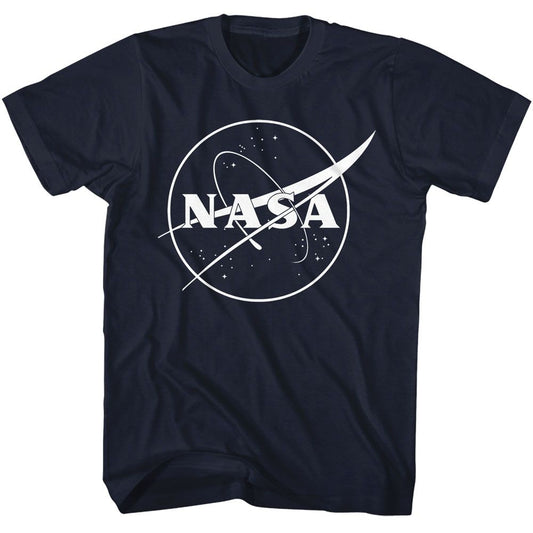 NASA - Meatball Logo One Color - American Classics - Solid Blue Adult Short Sleeve T-Shirt (Image 1)