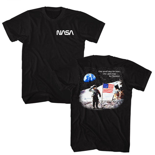 NASA - Moon Landing Flag - American Classics - Solid Black Adult Short Sleeve T-Shirt - clothing by TeeHivey.com (Image 1)