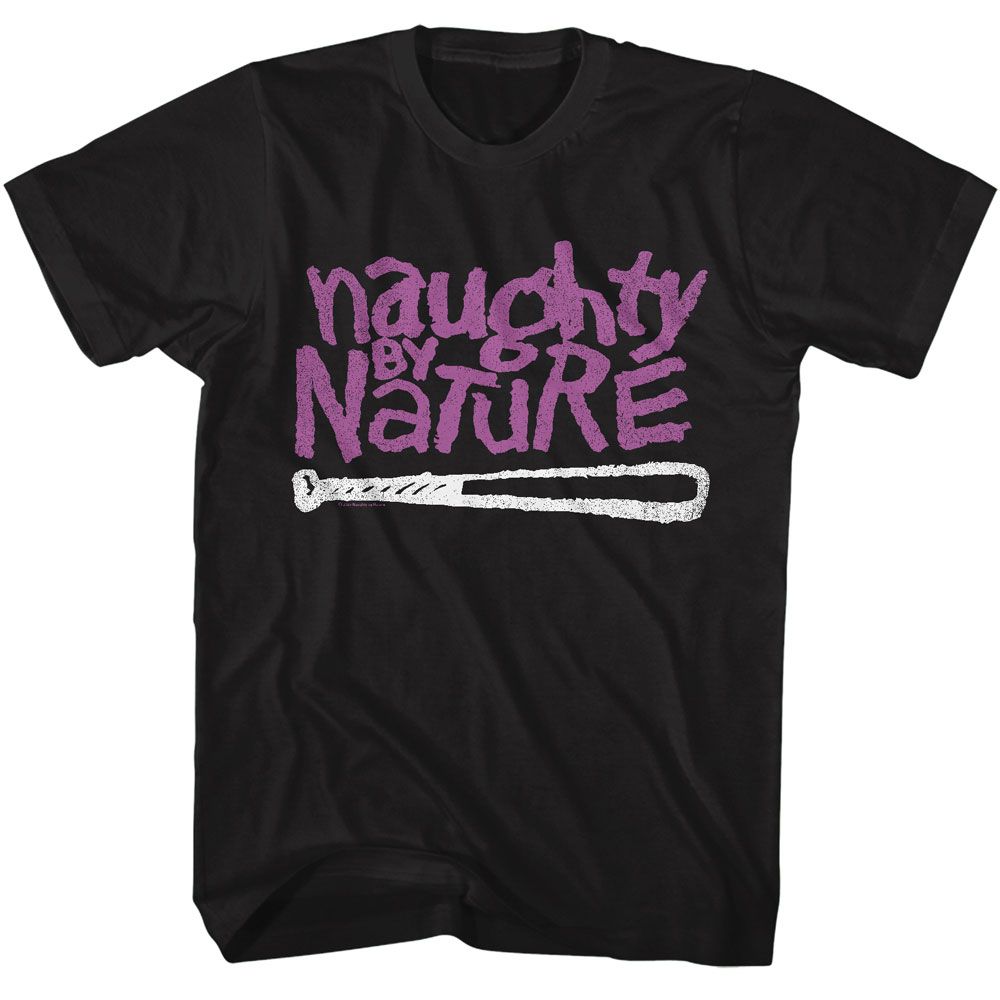 Naughty By Nature - 2 Color Logo - American Classics - Solid Black Adult Short Sleeve T-Shirt