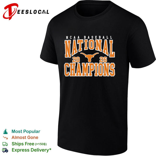 NCAA Baseball National Champions 2026 Texas Longhorns Logo Text Design shirt