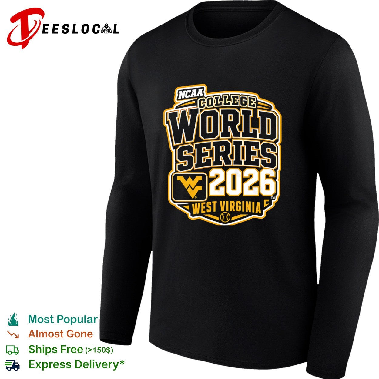 NCAA College World Series 2026 West Virginia Mountaineers Baseball Logo shirt