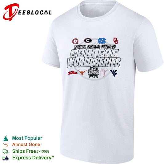NCAA Men’s College World Series 2026 Alabama Georgia Tar Heels Ole Texas Troy West Virginia shirt