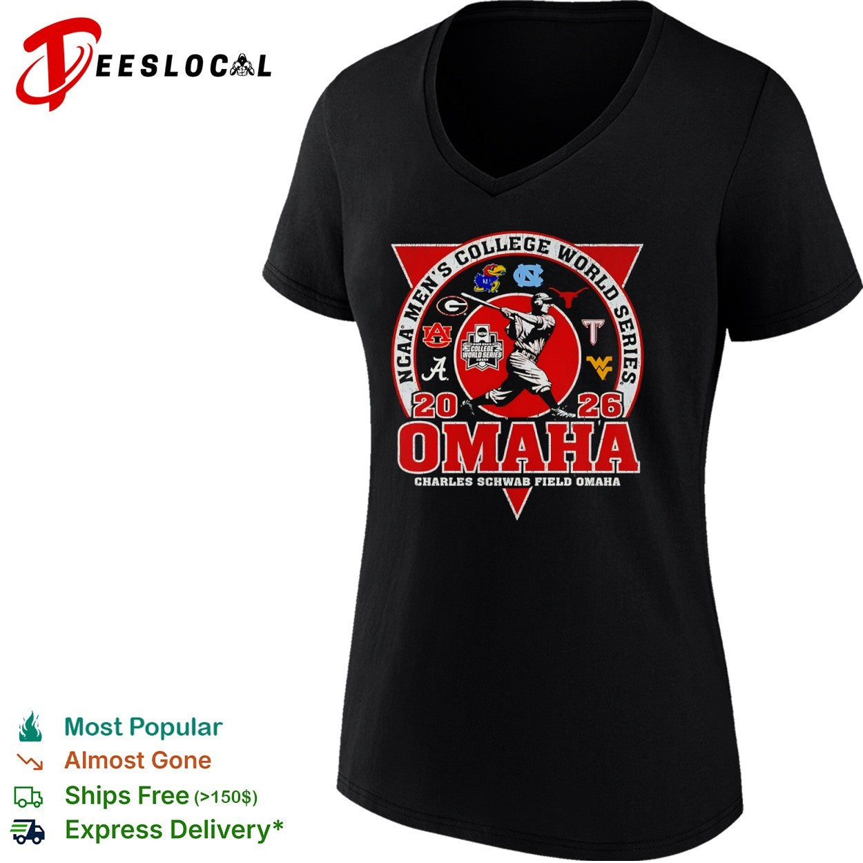 NCAA Men’s College World Series 2026 Omaha Charles Schwab Field Baseball Shirt