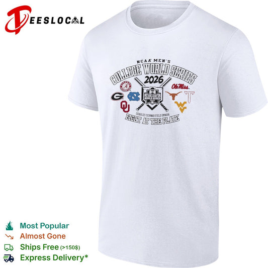 NCAA Men’s College World Series 2026 eight at the plate Charles Schwab field Omaha shirt
