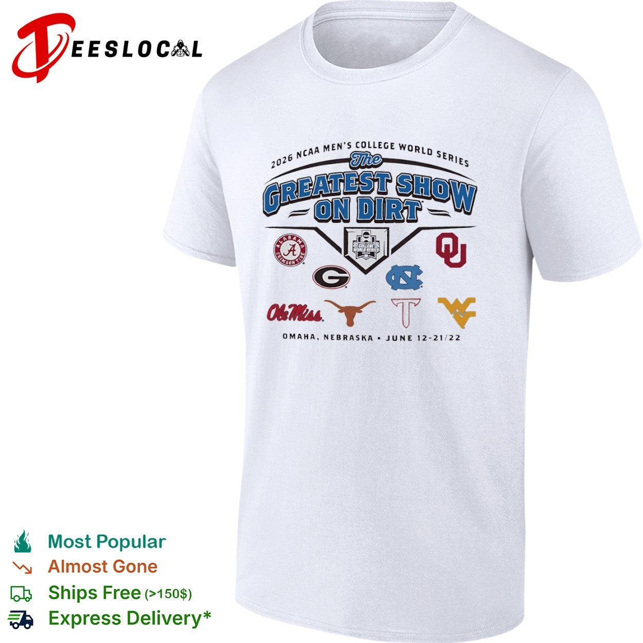 NCAA Men’s College World Series 2026 the greatest show on dirts Omaha Nebraska logos shirt