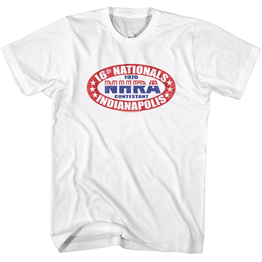 NHRA - 16th Nationals - American Classics - Solid White Adult Short Sleeve T-Shirt - clothing by TeeHivey.com (Image 1)