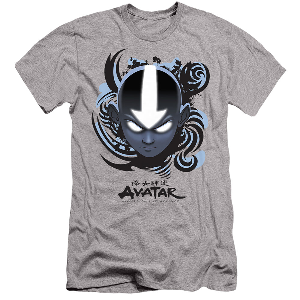 Avatar The Last Airbender Airbender Blue And Black Kanji Slim Fit Mens T Shirt Athletic Heather Style003