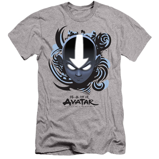 Avatar The Last Airbender Airbender Blue And Black Kanji Slim Fit Mens T Shirt Athletic Heather Style003