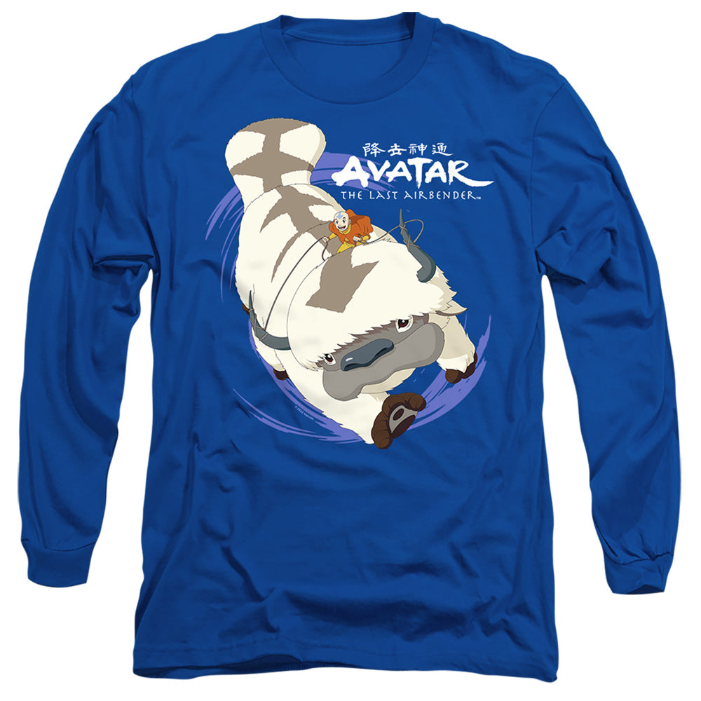 Avatar The Last Airbender Appa In Flight Mens Long Sleeve Shirt Royal Blue - clothing by TeeHivey.com (Image 2)