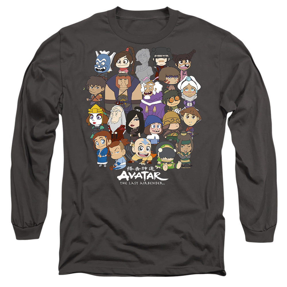 Avatar The Last Airbender Chibi Group Mens Long Sleeve Shirt Charcoal - clothing by TeeHivey.com (Image 2)