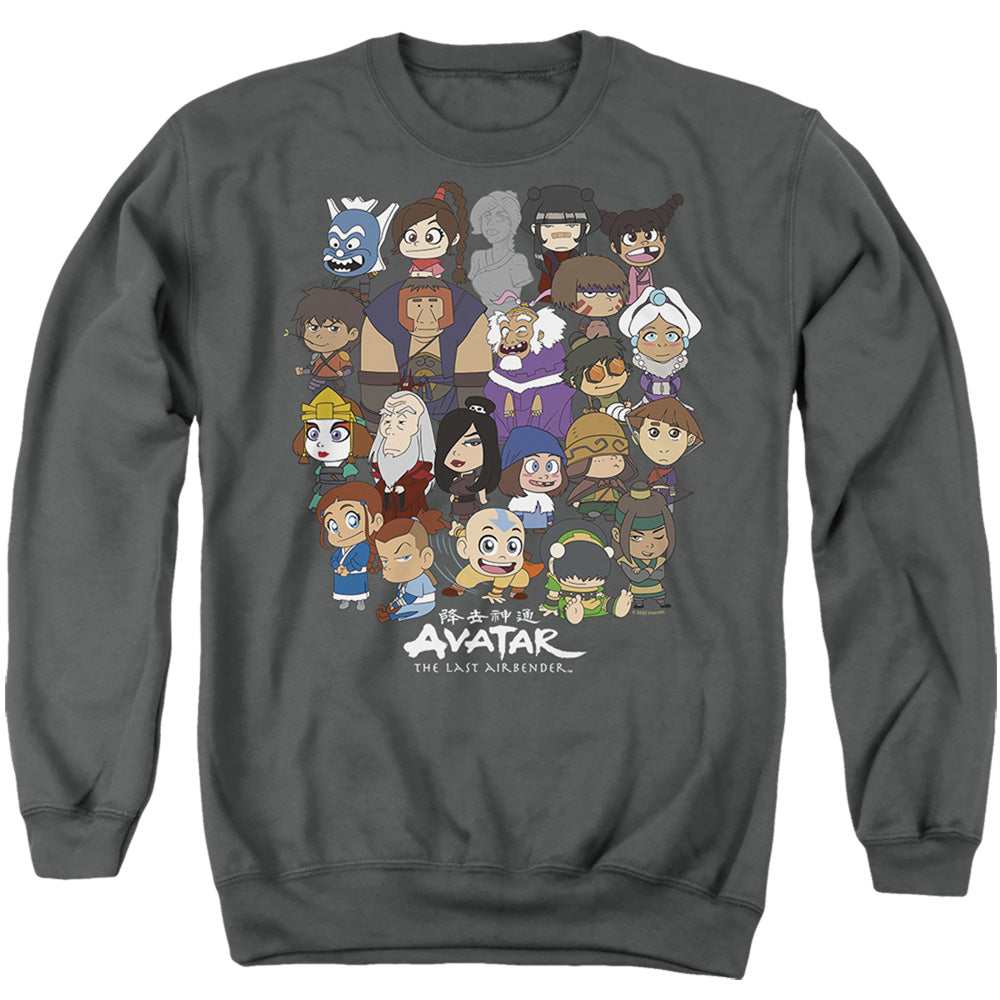 Avatar The Last Airbender Chibi Group Mens Crewneck Sweatshirt Charcoal Style001 - clothing by TeeHivey.com (Image 2)