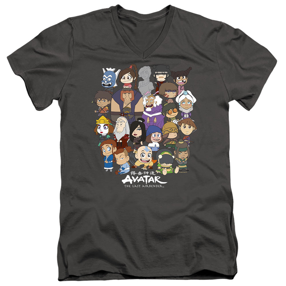 Avatar The Last Airbender Chibi Group Mens Slim Fit V-Neck T Shirt Charcoal - clothing by TeeHivey.com