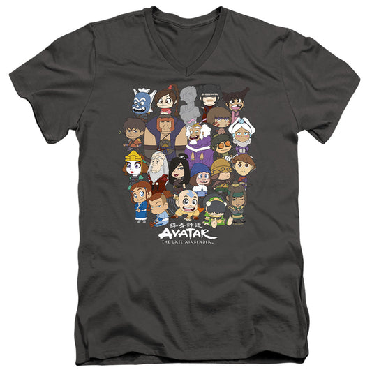 Avatar The Last Airbender Chibi Group Mens Slim Fit V-Neck T Shirt Charcoal - clothing by TeeHivey.com
