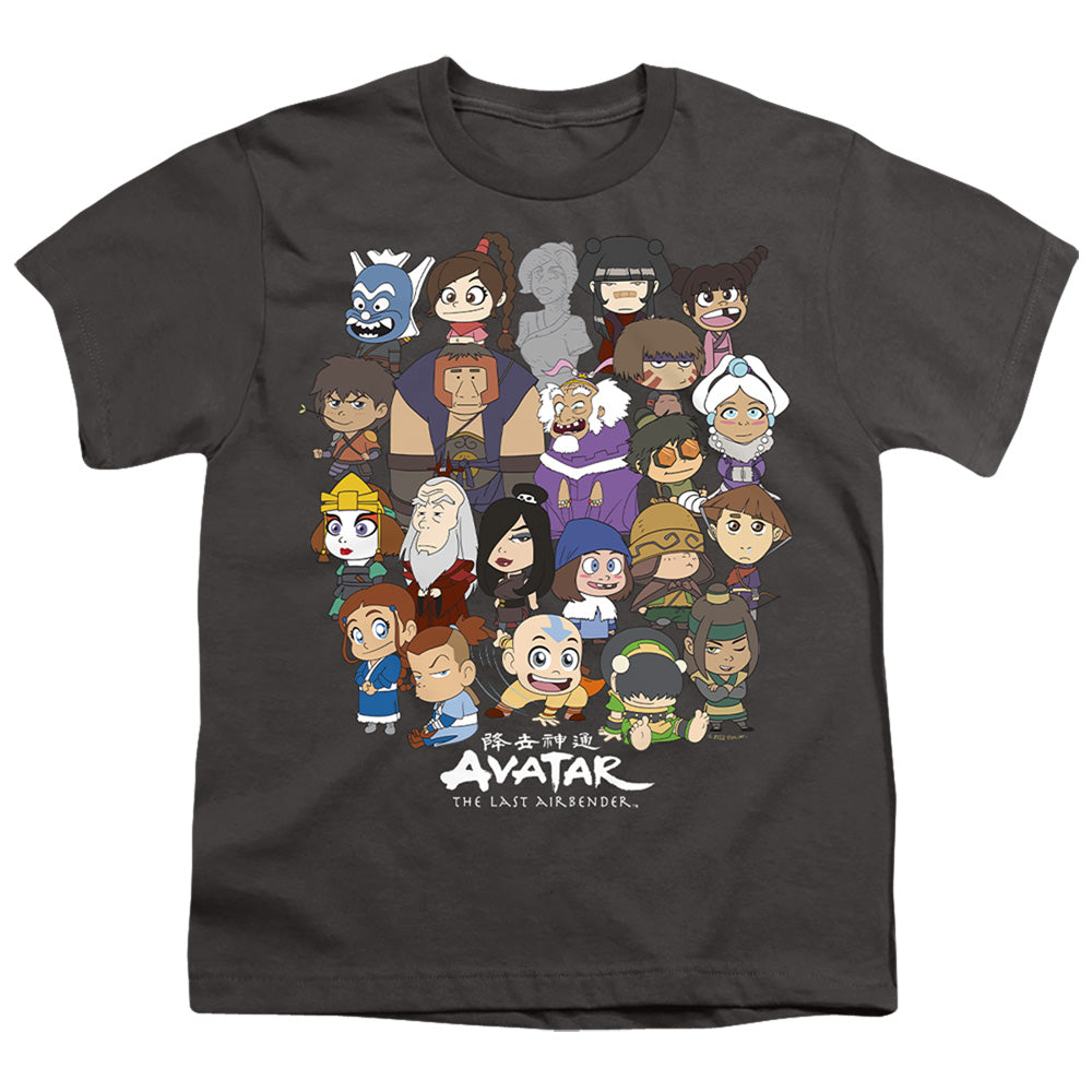 Avatar The Last Airbender Chibi Group Kids Youth T Shirt Charcoal - clothing by TeeHivey.com