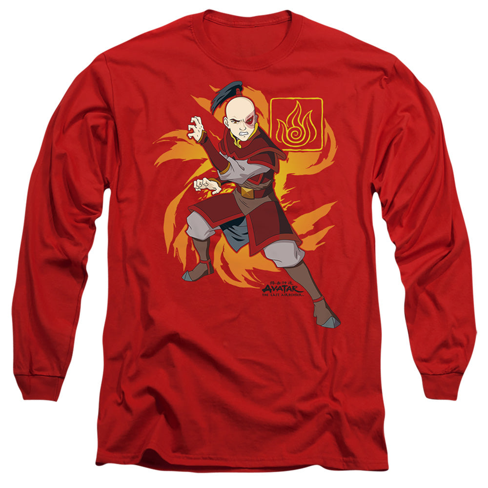 Avatar The Last Airbender Zuko Flame Burst Mens Long Sleeve Shirt Red - clothing by TeeHivey.com (Image 1)