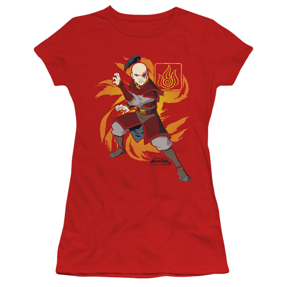 Avatar The Last Airbender Zuko Flame Burst Junior Sheer Cap Sleeve Womens T ShirtRed - clothing by TeeHivey.com
