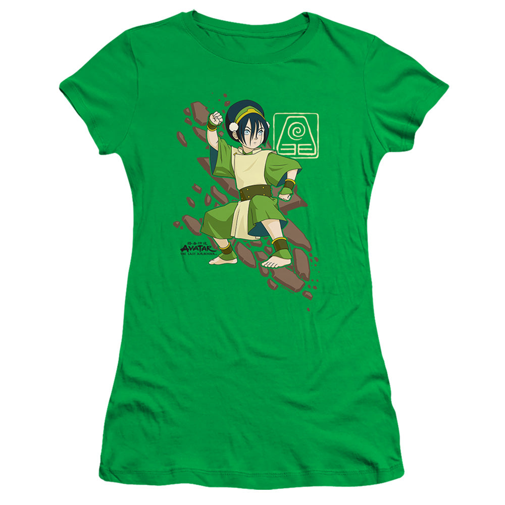 Avatar The Last Airbender Toph Rock Slide Junior Sheer Cap Sleeve Womens T ShirtKelly Green - clothing by TeeHivey.com