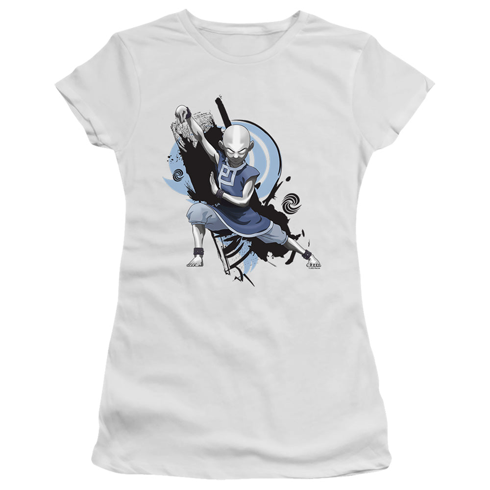 Avatar The Last Airbender Energybending Aang Junior Sheer Cap Sleeve Womens T ShirtWhite - clothing by TeeHivey.com