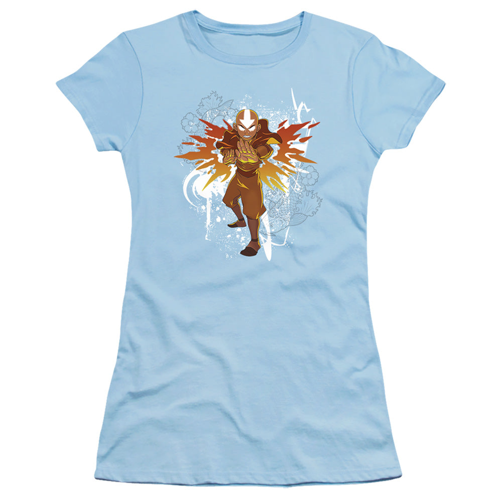 Avatar The Last Airbender Flower And Fish Aang Junior Sheer Cap Sleeve Womens T ShirtLight Blue - clothing by TeeHivey.com