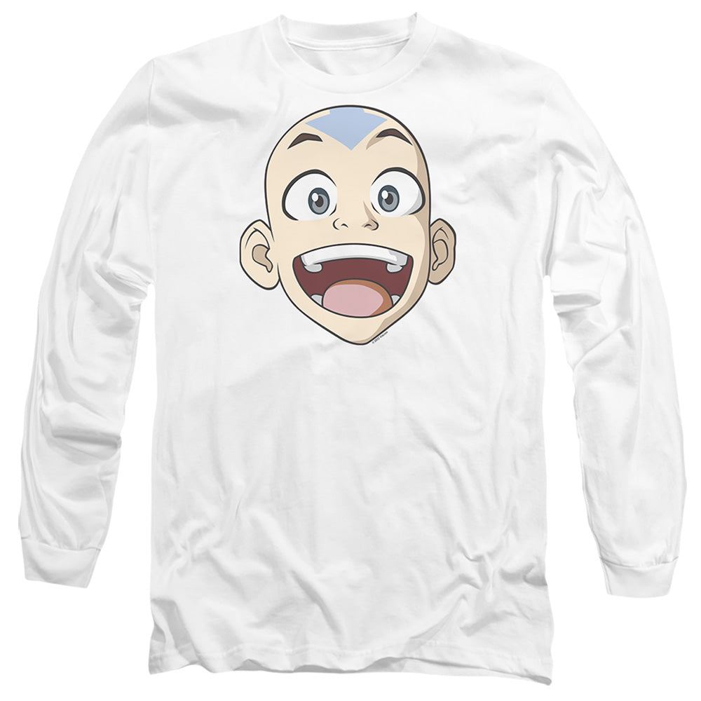 Avatar The Last Airbender Big Aang Face Mens Long Sleeve Shirt White - clothing by TeeHivey.com (Image 2)
