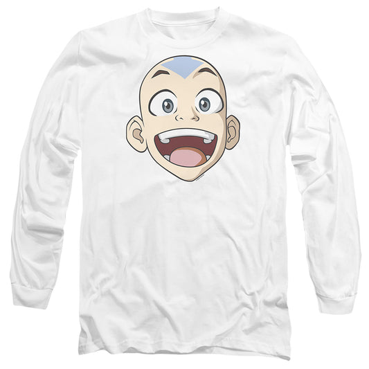 Avatar The Last Airbender Big Aang Face Mens Long Sleeve Shirt White - clothing by TeeHivey.com (Image 1)