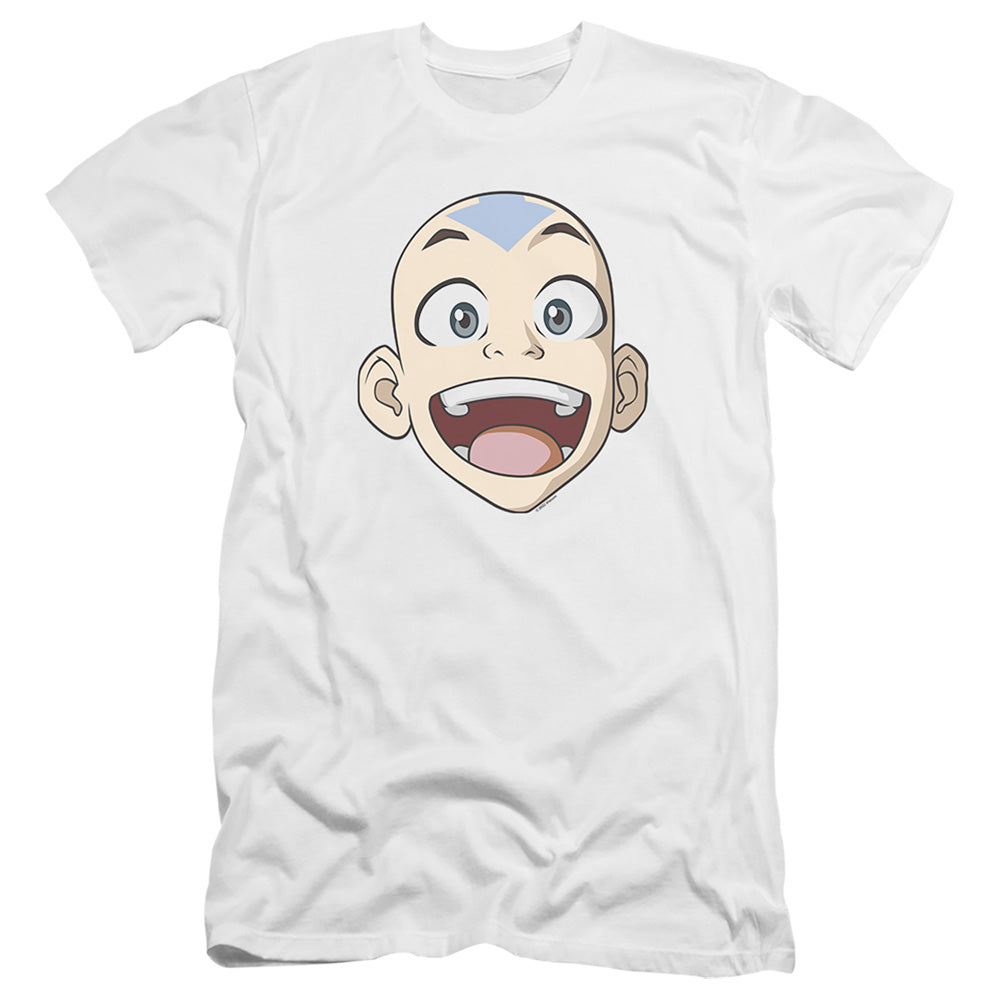 Avatar The Last Airbender Big Aang Face Hbo Premium Bella Canvas Slim Fit Mens T Shirt White