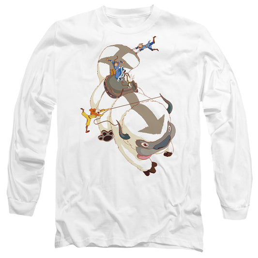 Avatar The Last Airbender Hang On Appa Mens Long Sleeve Shirt White - clothing by TeeHivey.com (Image 1)