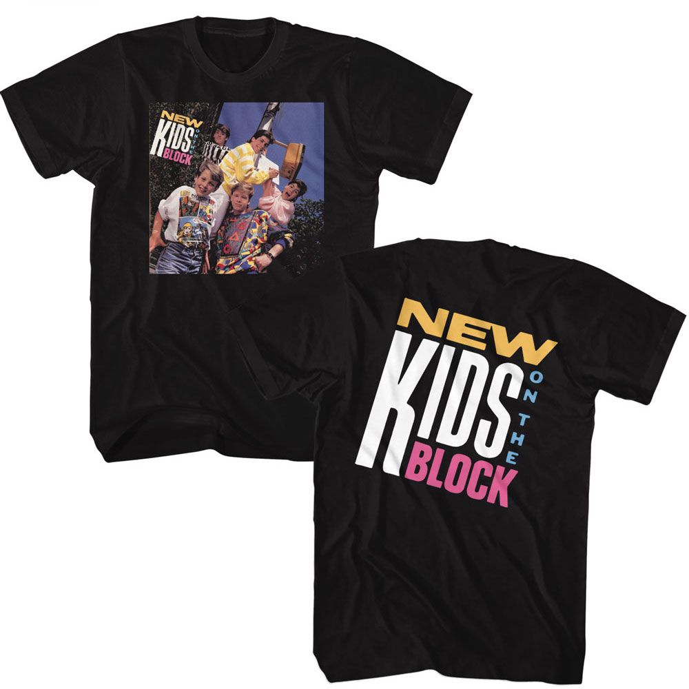 New Kids On The Block - Debut Album - American Classics - Solid Black Adult Short Sleeve T-Shirt (Image 1)