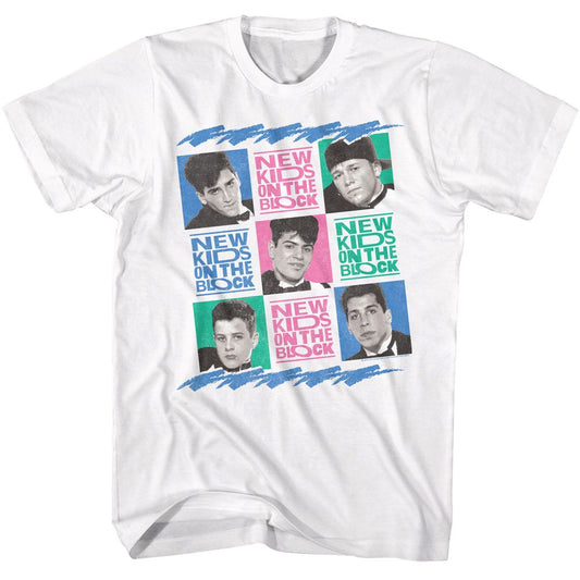 New Kids On The Block - Tricolor Squares - American Classics - Solid White Adult Short Sleeve T-Shirt (Image 1)