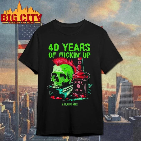 NOFX 2026 Bottle Skull 40 Years Of Fuckin Up Movie Shirt