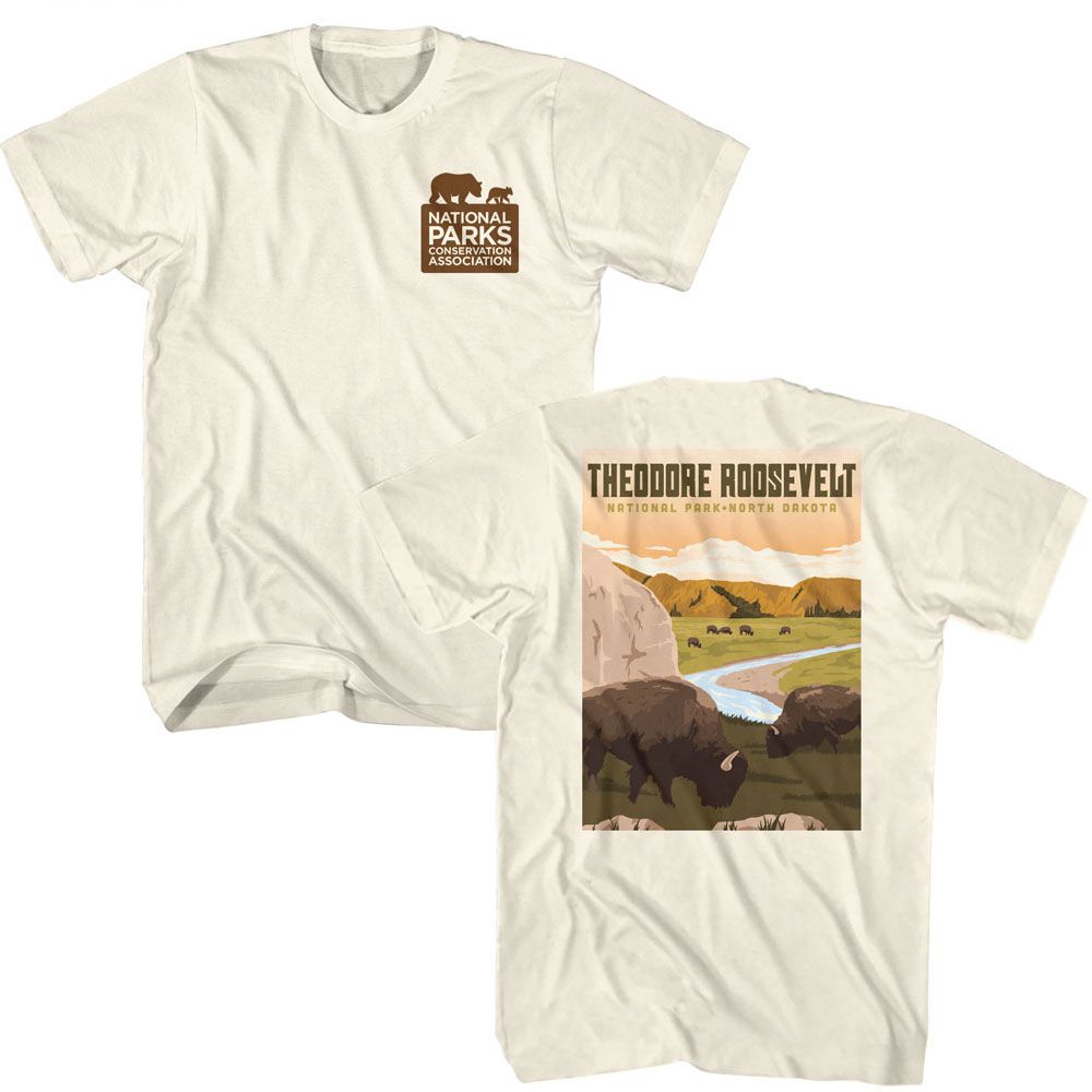 National Parks - Theodore Roosevelt Park - American Classics - Solid Off-White Adult Short Sleeve T-Shirt Style001 (Image 1)