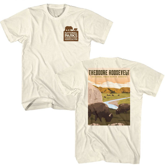 National Parks - Theodore Roosevelt Park - American Classics - Solid Off-White Adult Short Sleeve T-Shirt Style001 (Image 1)